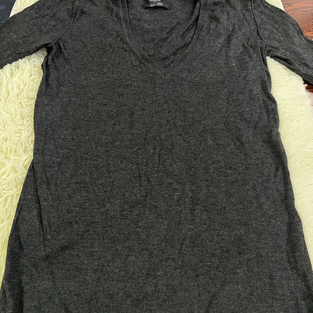 Armani Exchange Gray Fitted Tunic Long Sleeve Tee